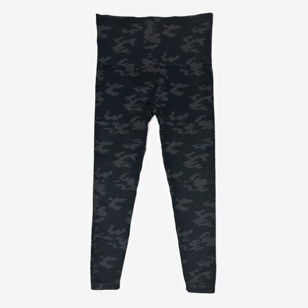 Spanx EcoCare Seamless Leggings‎ 3X Plus Size Black Camo Activewear Gym Workout
